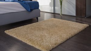 Covor bej shaggy, cu fir lung